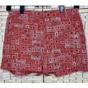 Womens Nike Shorts Red White Geometric Print Flat Front Pockets Elastic Waist XS